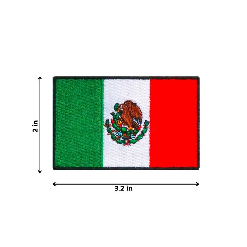 Graphic Dust Mexico Flag Embroidered Iron On Patch Applique Mexican Flag Costume Uniform Jean Jacket DIY Applique - Image 2